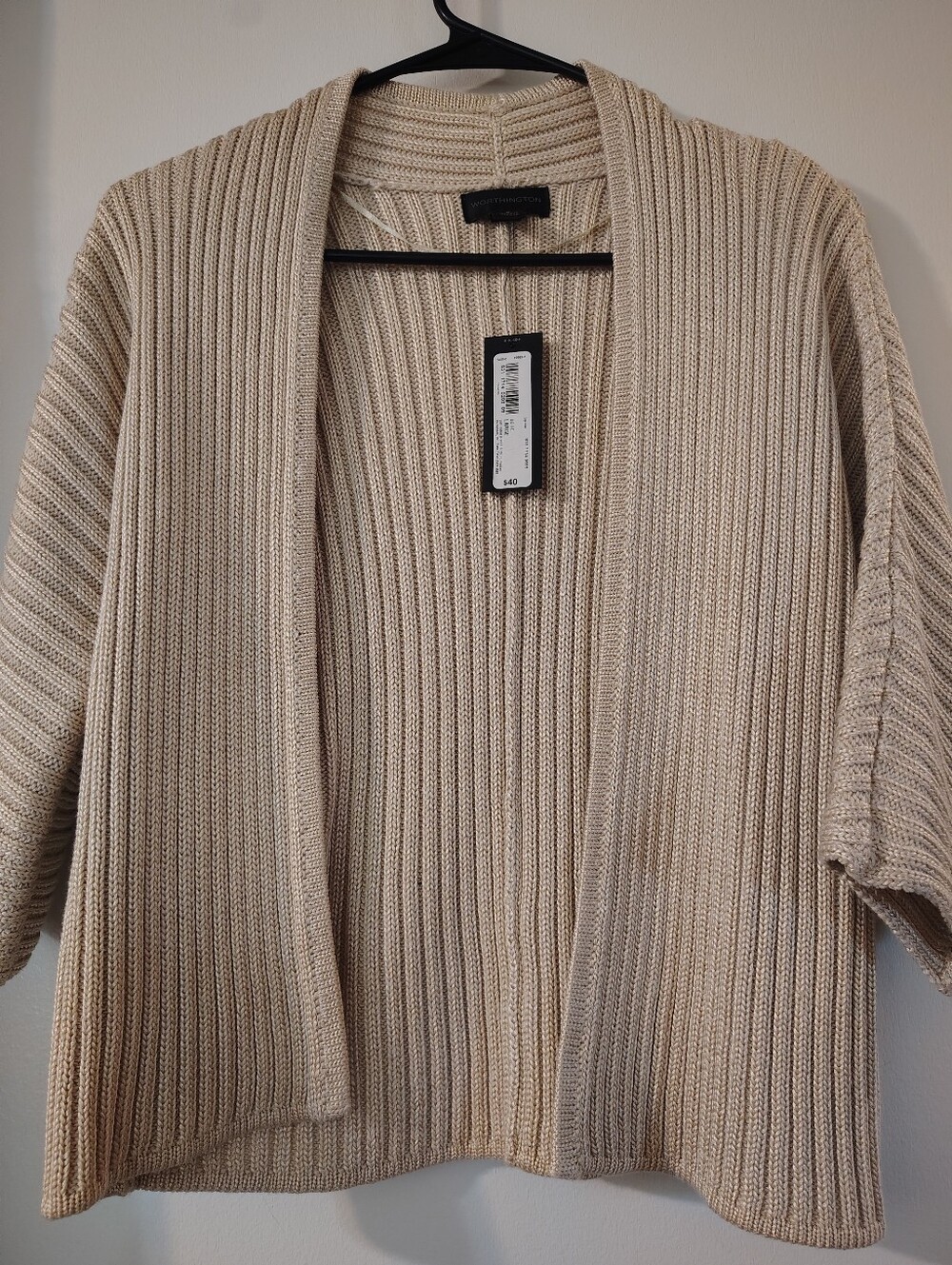 Gold Open Front Cardigan Rubbed Nwt